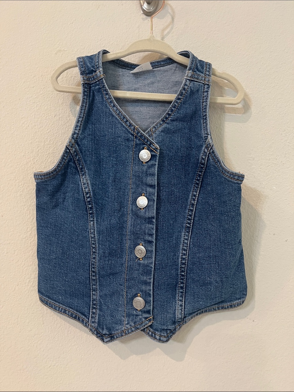 Abercrombie Kids Girls 7/8 Denim Vest Button Front Western 90s Blue Jean